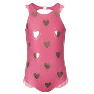 Appaman Calla One Piece Swimsuit Pink Rose Gold Hearts 7